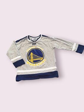 NBA Golden State Warriors Grey & Navy Kids Long Sleeve Top Size 4